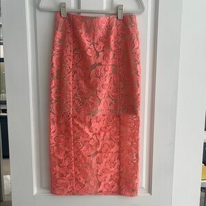 Veronica Beard Spring Elegant Coral Lace Skirt size 4